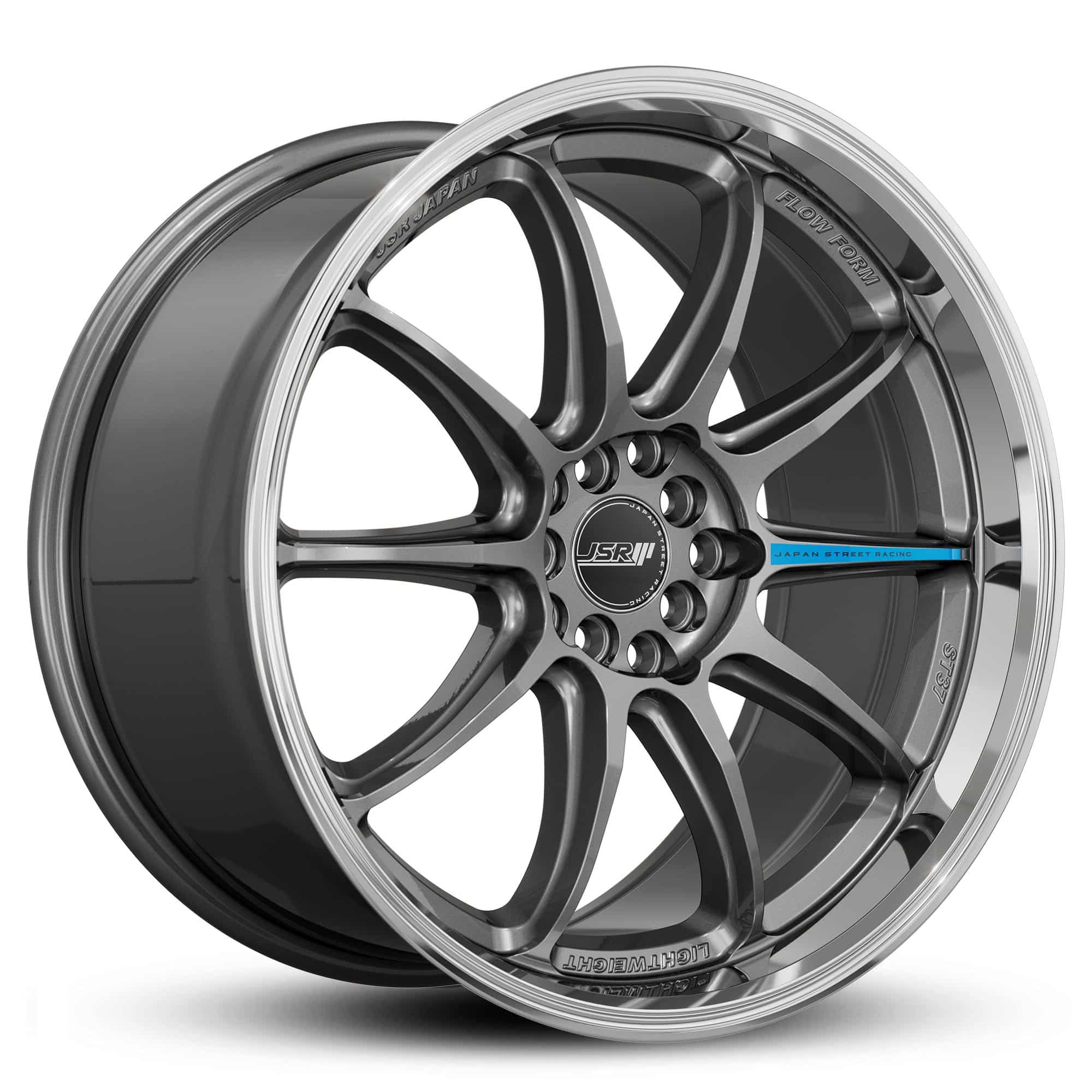 Racing_Wheels_Flow_Form_JSR_ST37_Gunmetal_Grey_Machined_Lip_Japan_JDM_Rims_18_19_inch_blue_sticker