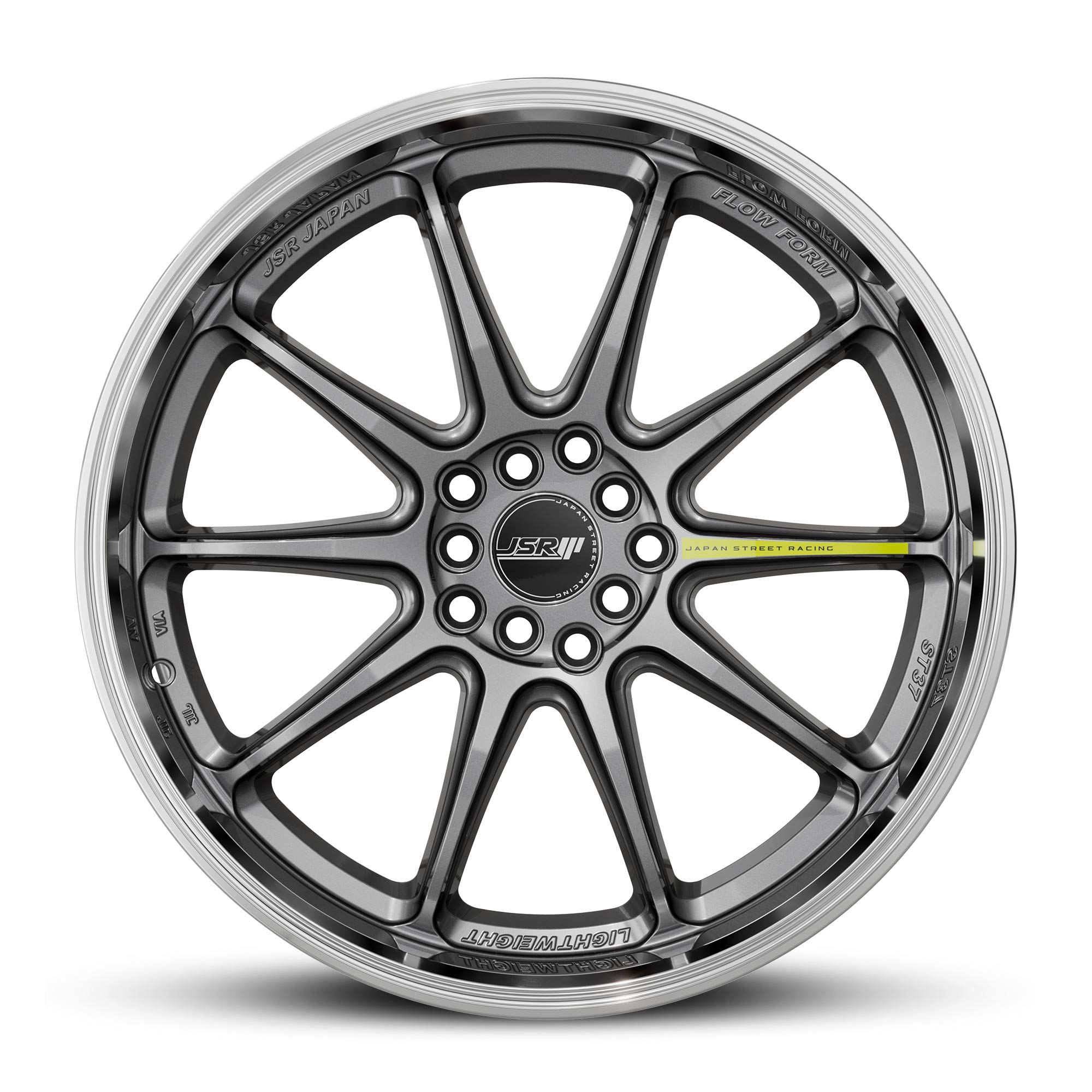 Racing_Wheels_Flow_Form_JSR_ST37_Gunmetal_Grey_Machined_Lip_Japan_JDM_Rims_18_19_inch_luminous_yellow_sticker_