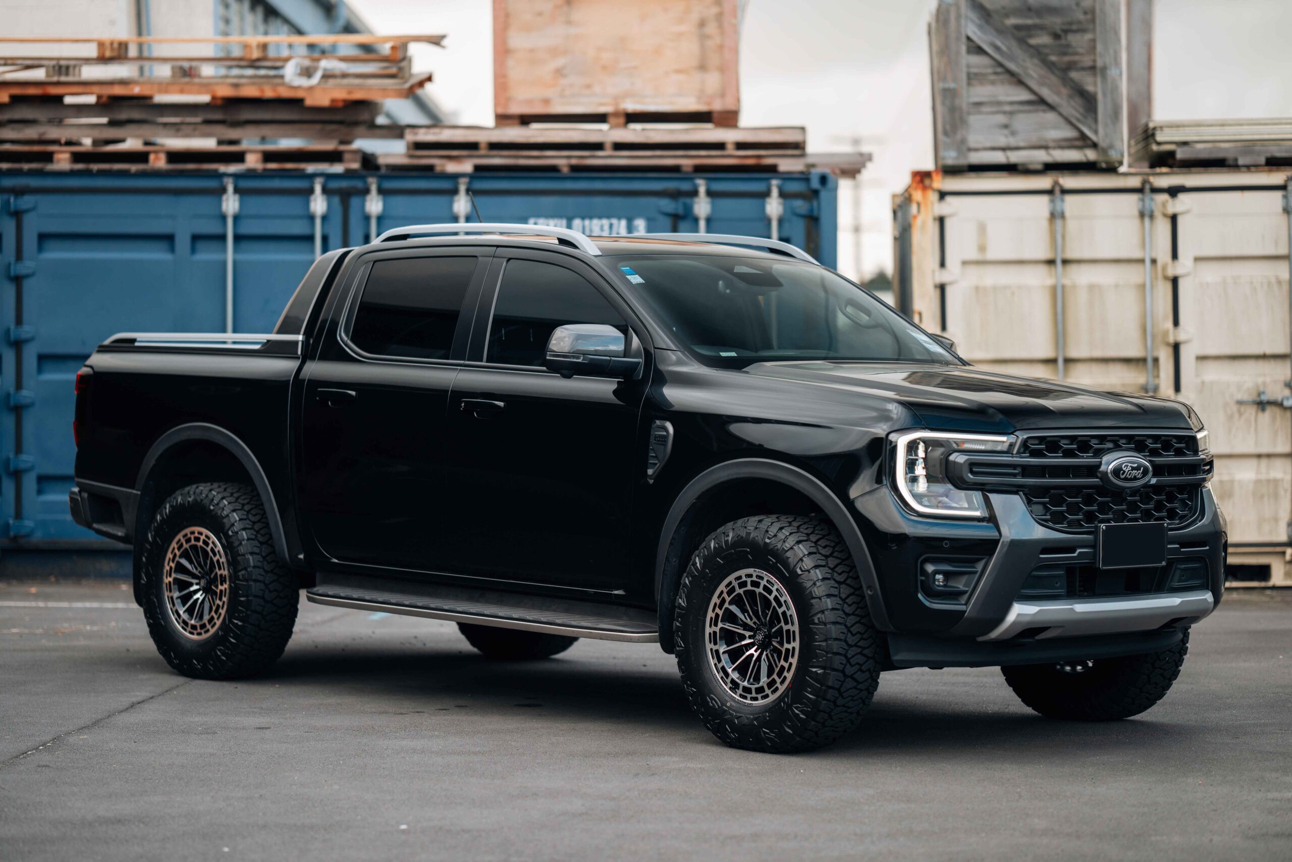 FORD RANGER NEXT GEN | 17" BLACK ROCK VORTEX GLOSS BLACK MACHINED WHEELS